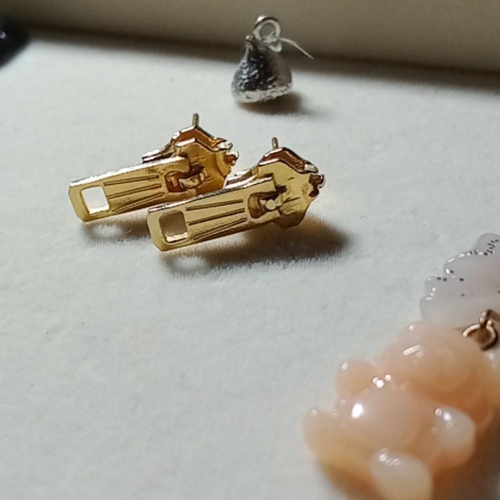 Gold Zipper Stud Earrings | Post Back | Fun & Edgy Statement